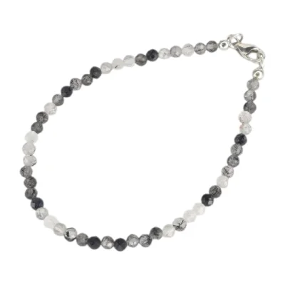 Гривна Фасетиран Турмалин в Кварц, "Стрелите на Амур" Топче 3,5 мм със Сребро 925