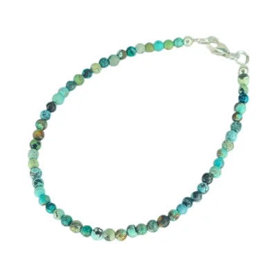 Гривна Синьо-зелен Мексикански Тюркоаз Топче 3,3 мм със Сребро 925