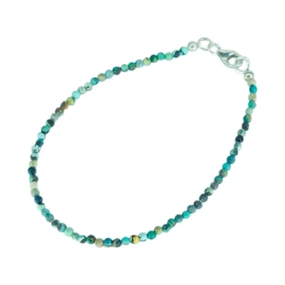 Гривна Синьо-зелен Мексикански Тюркоаз Топче 2,3 мм със Сребро 925
