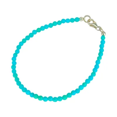 Гривна Фасетиран Син Американски Тюркоаз Топче 3 мм със Сребро 925