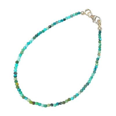 Гривна Фасетиран Син Американски Тюркоаз Топче 2,1 мм със Сребро 925