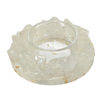 Свещник за Ароматни Свещи с Планински Кристал и Златни Люспи