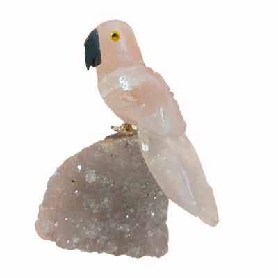 Фигурка на Папагал от полускъпоценни камъни - Оникс, Доломит, Планински Кристал