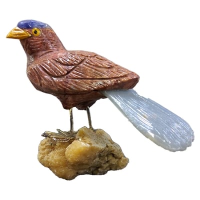 Фигурка на Пиле от полускъпоценни камъни - Яспис, Доломит, Содалит, Арагонит