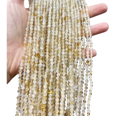 Наниз Цитрин Фасетирано Топче 4 мм