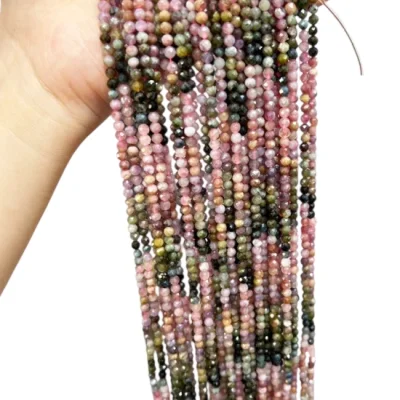Наниз Цветен Турмалин Фасетирано Топче 4 мм