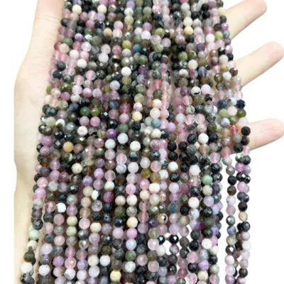 Наниз Цветен Турмалин Фасетирано Топче 4 мм