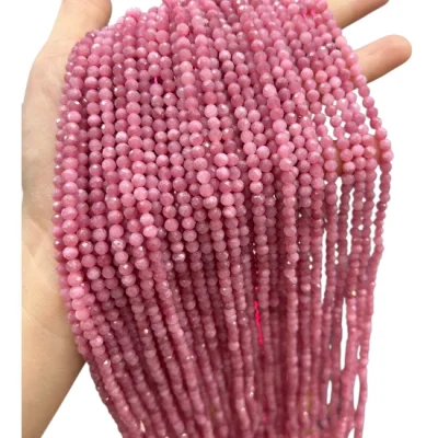 Наниз Рубелит Розов Турмалин Фасетирано Топче 4 мм