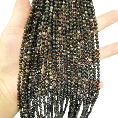 Наниз Сребрист Обсидиан Фасетирано Топче 4 мм