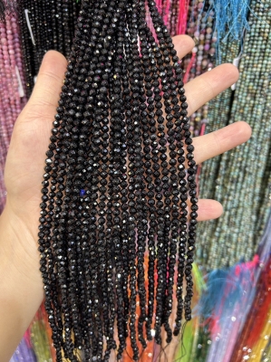 Наниз Черен Турмалин Фасетирано Топче 4 мм