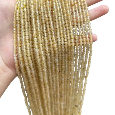 Наниз Прасковен Кварц Фасетирано Топче 4 мм