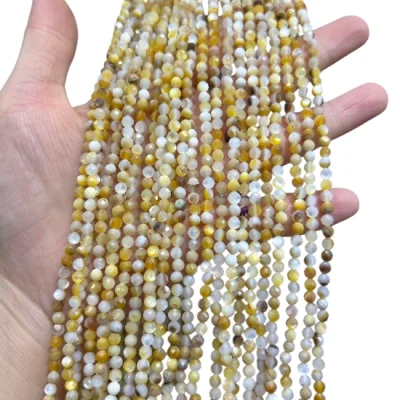Наниз Жълт Ахат Фасетирано Топче 4 мм