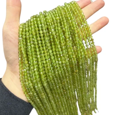 Наниз Перидот, Хризолит Фасетирано Топче 4 мм