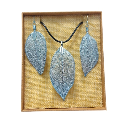 Галванична бижутерия Комплект Медальон и Обици - "Морски Бриз"