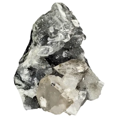 Апофилит с Калцит върху Прозрачен Захаровиден Кварц