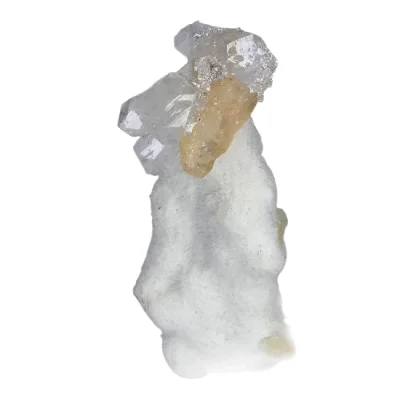 Апофилит със Стилбит върху Псевдосталактит от Халцедон и Захаровиден Кварц