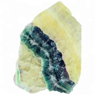 Многоцветен "Рейнбоу" Флуорит, Рядка Комбинация на Жълт, Син, Виолетов, Зелен и Бял Флуорит