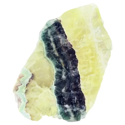 Многоцветен "Рейнбоу" Флуорит, Рядка Комбинация на Жълт, Син, Виолетов, Зелен и Бял Флуорит