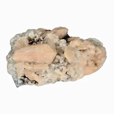 Стилбит Кристали върху Халцедон и Захаровиден Кварц