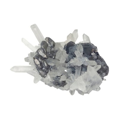 Шпинелов Тип Срастнали Кристали на Галенит с Епитаксично Нарастване Планински Кристал и Сфалерит