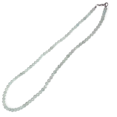 Колие Прозрачен Аквамарин Топче 6,5 мм със Сребро 925