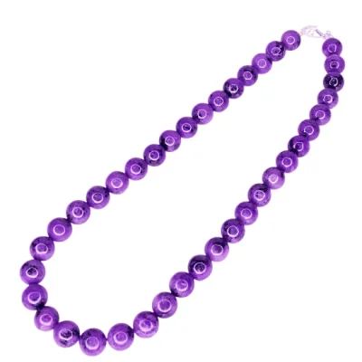 Колие Чароит Топче 10 мм, качество "Super A" със Сребро 925