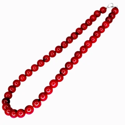 Колие Червен Корал Топче 10 мм 