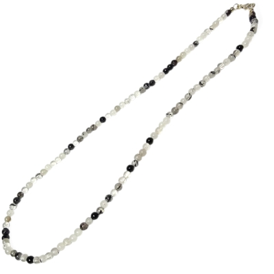 Колие Черен Турмалин в Планински Кристал, Стрелите на Амур Топче 4 мм със Сребро 925