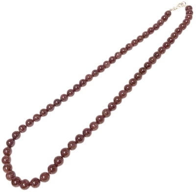 Колие Гранат Алмандин Топче 6 мм със Сребро 925