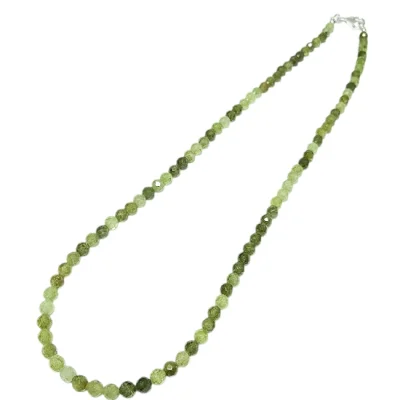 Колие Гранат Гросулар Фасетирано Топче 4 мм със Сребро 925