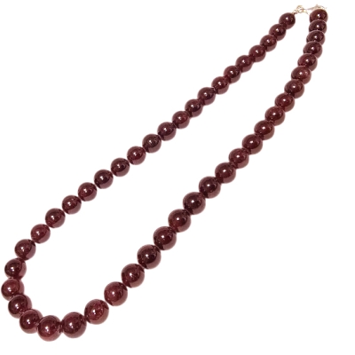 Колие Гранат Алмандин Топче 8 мм със Сребро 925