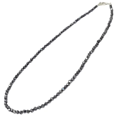 Колие Фасетиран Хематит Топче 3,5 мм със Сребро