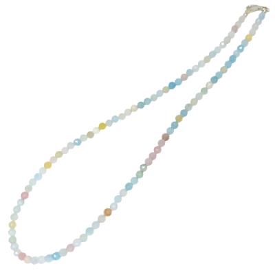 Колие Фасетиран Морганит Топче 4,3 мм със Сребро 925