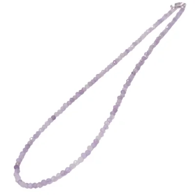 Колие Фасетиран Кунцит Топче 3 мм със Сребро 925