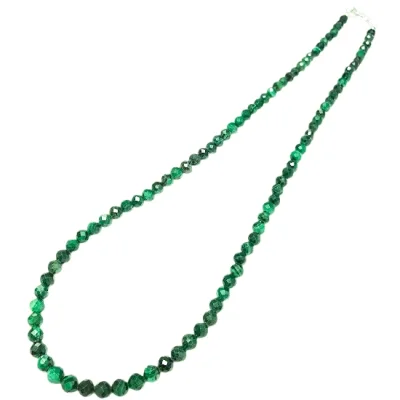 Колие Малахит Фасетирано Топче 4 мм със Сребро 925