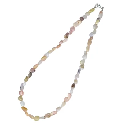 Колие Розов Перуански Опал със Сребро 925