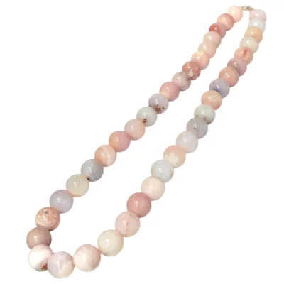 Колие Розов Перуански Опал Топче 10 мм със Сребро 925