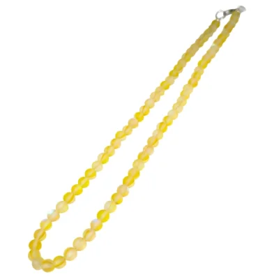 Колие Жълта Рейнбоу Аура Аква Кварц Мат Топче 6 мм