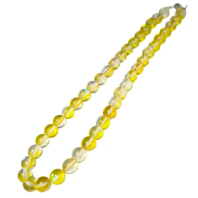 Колие Жълта Рейнбоу Аура Аква Кварц Гланц Топче 10 мм