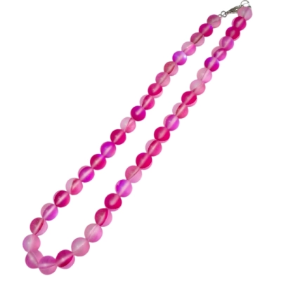 Колие Розов Рейнбоу Аура Аква Кварц Мат Топче 10 мм