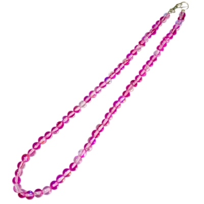 Колие Розов Рейнбоу Аура Аква Кварц Гланц Топче 6 мм