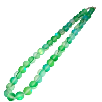 Колие Зелен Рейнбоу Аура Аква Кварц Мат Топче 10 мм