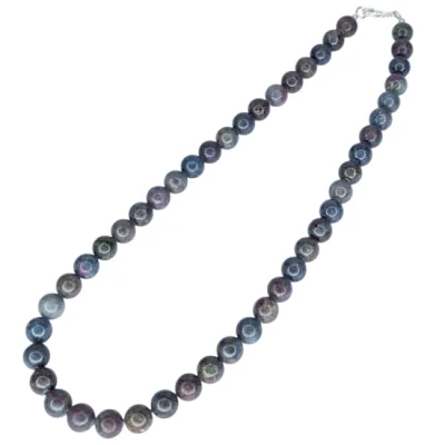 Колие Флуоресциращ Рубин в Сапфир Топче 8,5 мм със Сребро 925