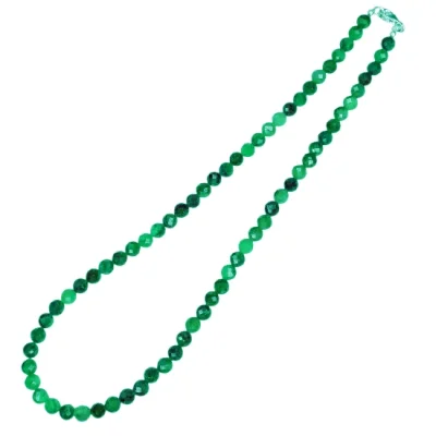 Колие Фасетиран Тъмнозелен Изумруд, Смарагд Топче 6 мм със Сребро 925