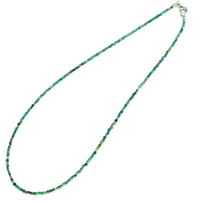 Колие Синьо-зелен Мексикански Тюркоаз Топче 2,3 мм със Сребро 925