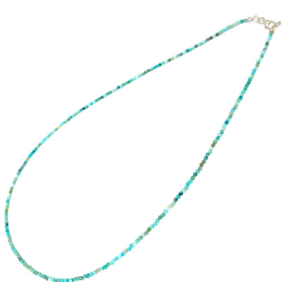 Колие Фасетиран Син Американски Тюркоаз Топче 2,1 мм със Сребро 925