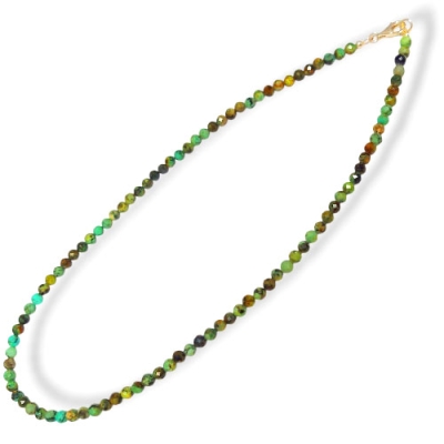 Колие Фасетиран Синьо-зелен Мексикански Тюркоаз Топче 4,5 мм със Сребро 925