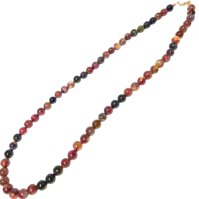 Колие Многоцветен Турмалин Топче 7 мм със Сребро 925