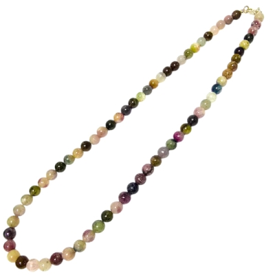 Колие Многоцветен Турмалин Светъл топче 6,5 мм със Сребро 925