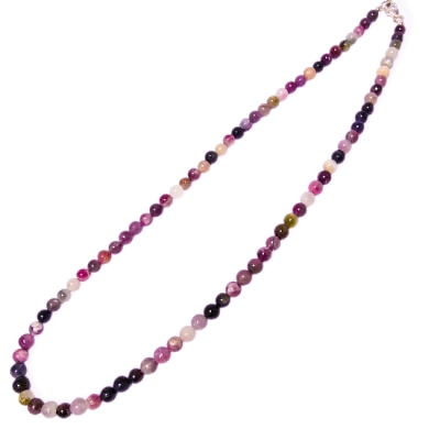 Колие Многоцветен Турмалин Светъл топче 5 мм със Сребро 925